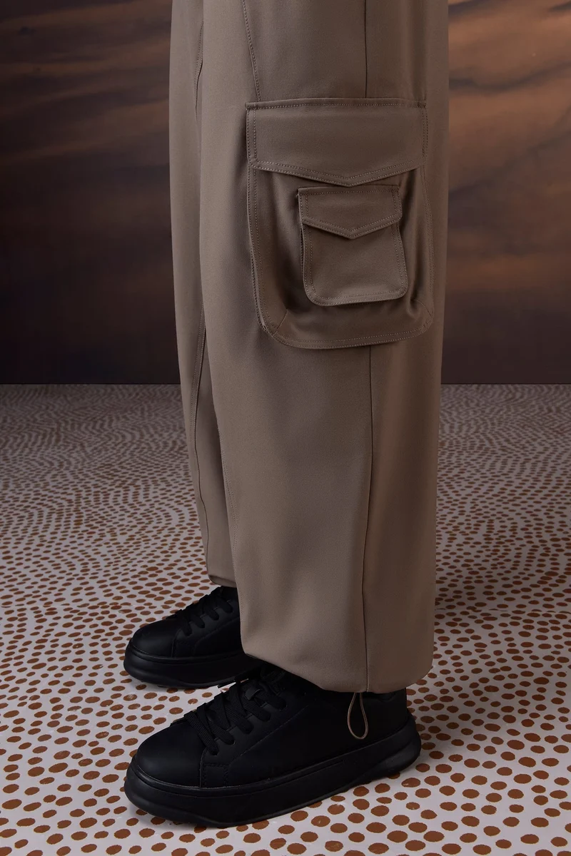 Genes Lecoanet Hemant Warm Beige Poly Viscose Lycra Cargo